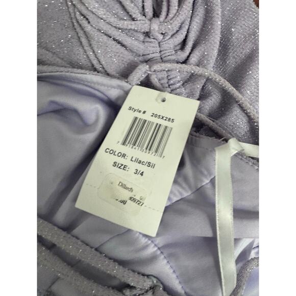 Purple Glitter y2k Babydoll HoCo Dress Size 4 Small Ruching Ruffles Coquette - Picture 9 of 10